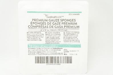 CardinalHealth C-SG4412ZS Premium Gauze Sponges 4 x4 in.- Pack of 10